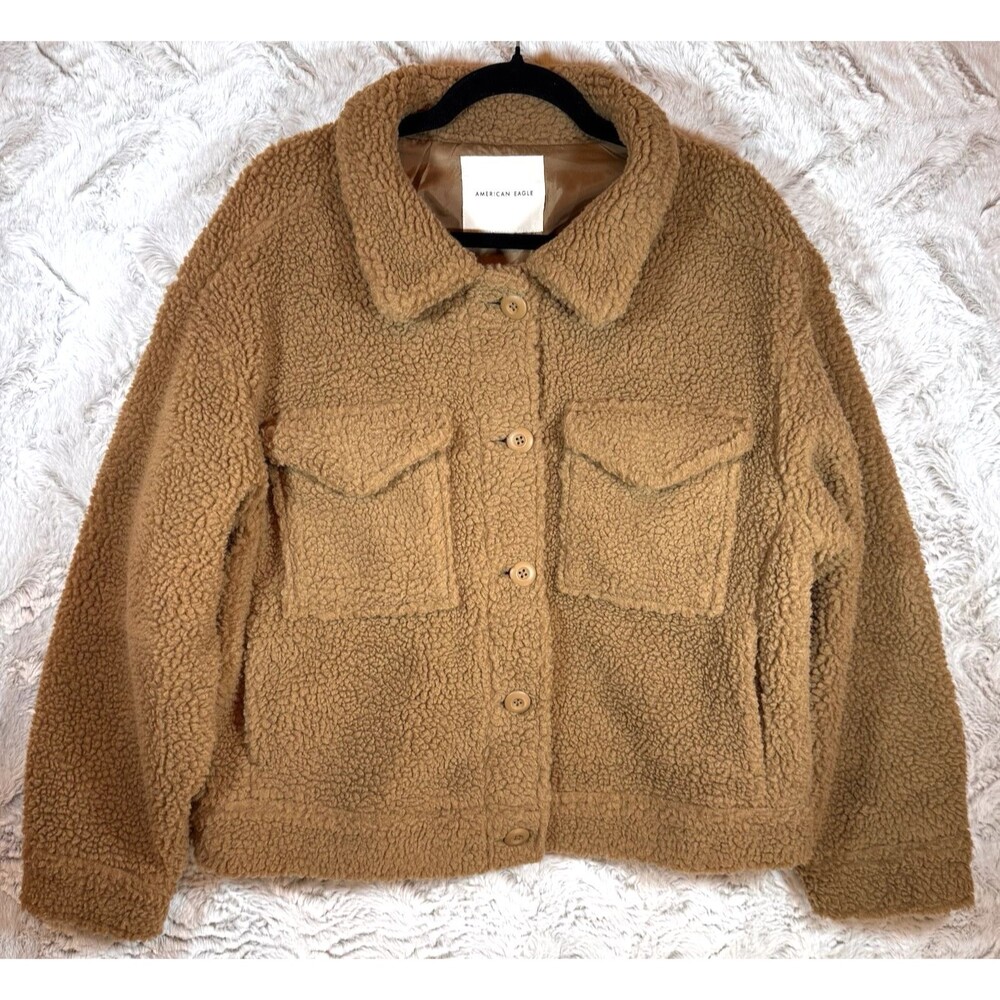 American Eagle Outfitters Teddy Jacket in Camel Brown